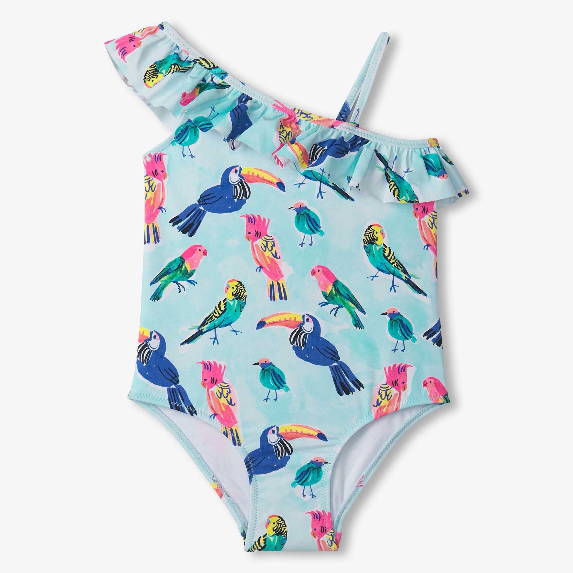 Hatley Tropical Birds Frill Swimsuit S25tbk1726 Clothing 5YRS / Multi,6YRS / Multi,7YRS / Multi,8YRS / Multi