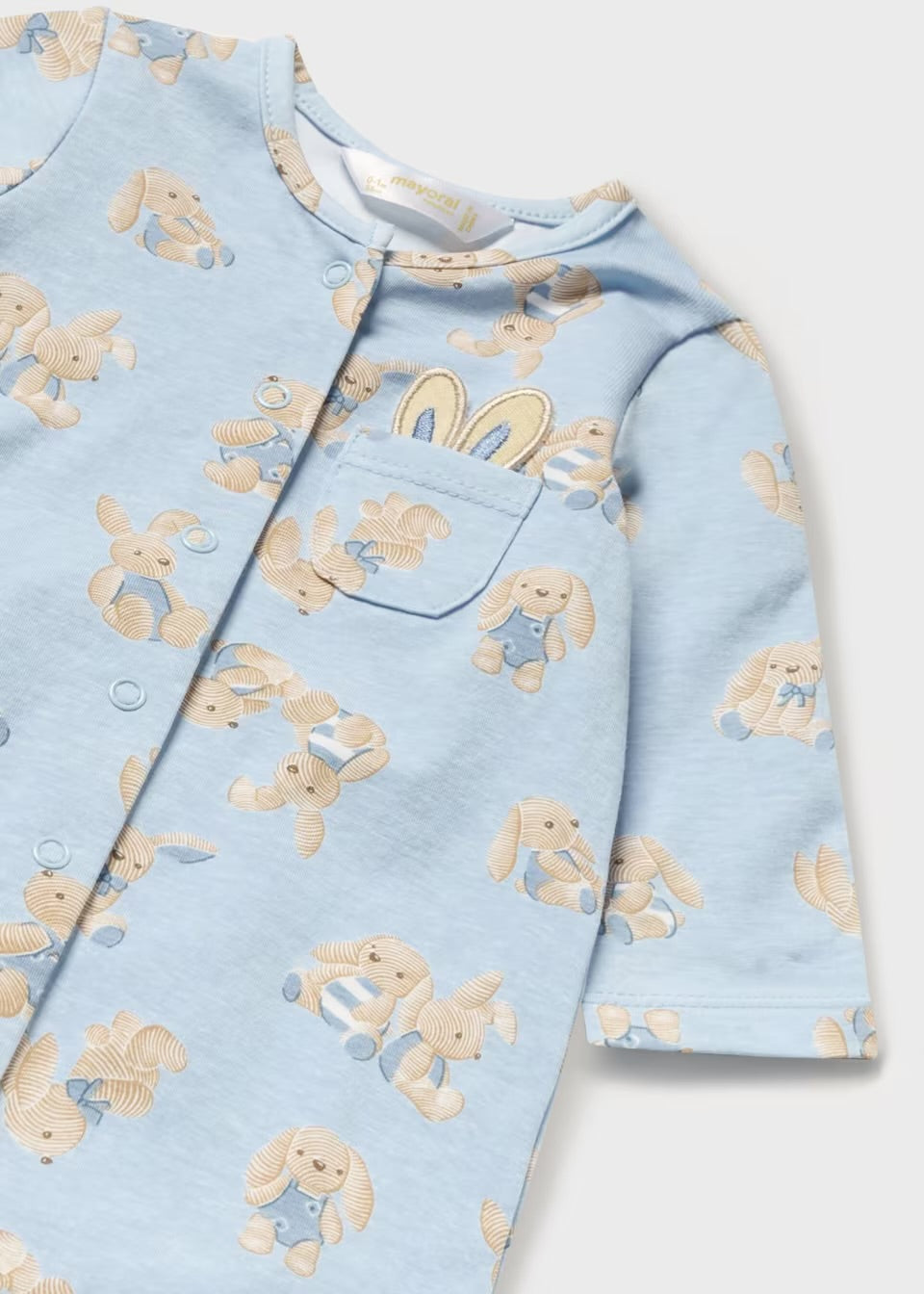 Mayoral Baby Boys Bunny Sleepsuit 1707 Blue Clothing 0-1M / Blue,1-2M / Blue,2-4M / Blue,4-6M / Blue,6-9M / Blue