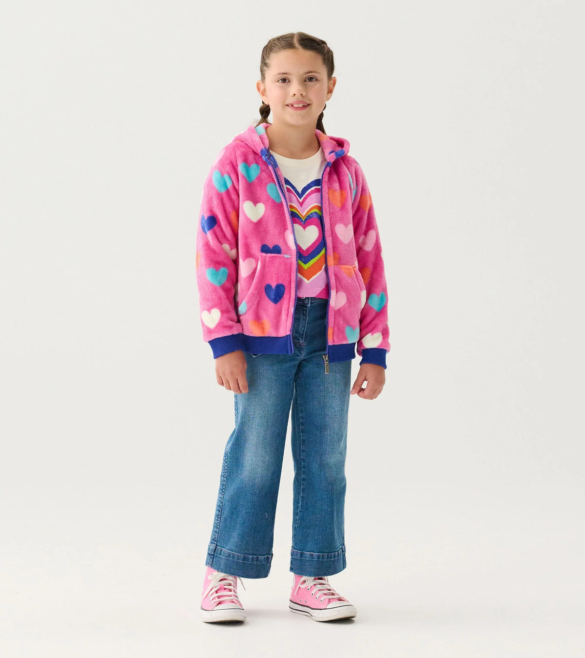 Hatley Pink Hearts Fuzzy Fleece F24hrk1551 Clothing 3YRS / Pink,4YRS / Pink,5YRS / Pink,6YRS / Pink,7YRS / Pink,8YRS / Pink,10YRS / Pink,12YRS / Pink