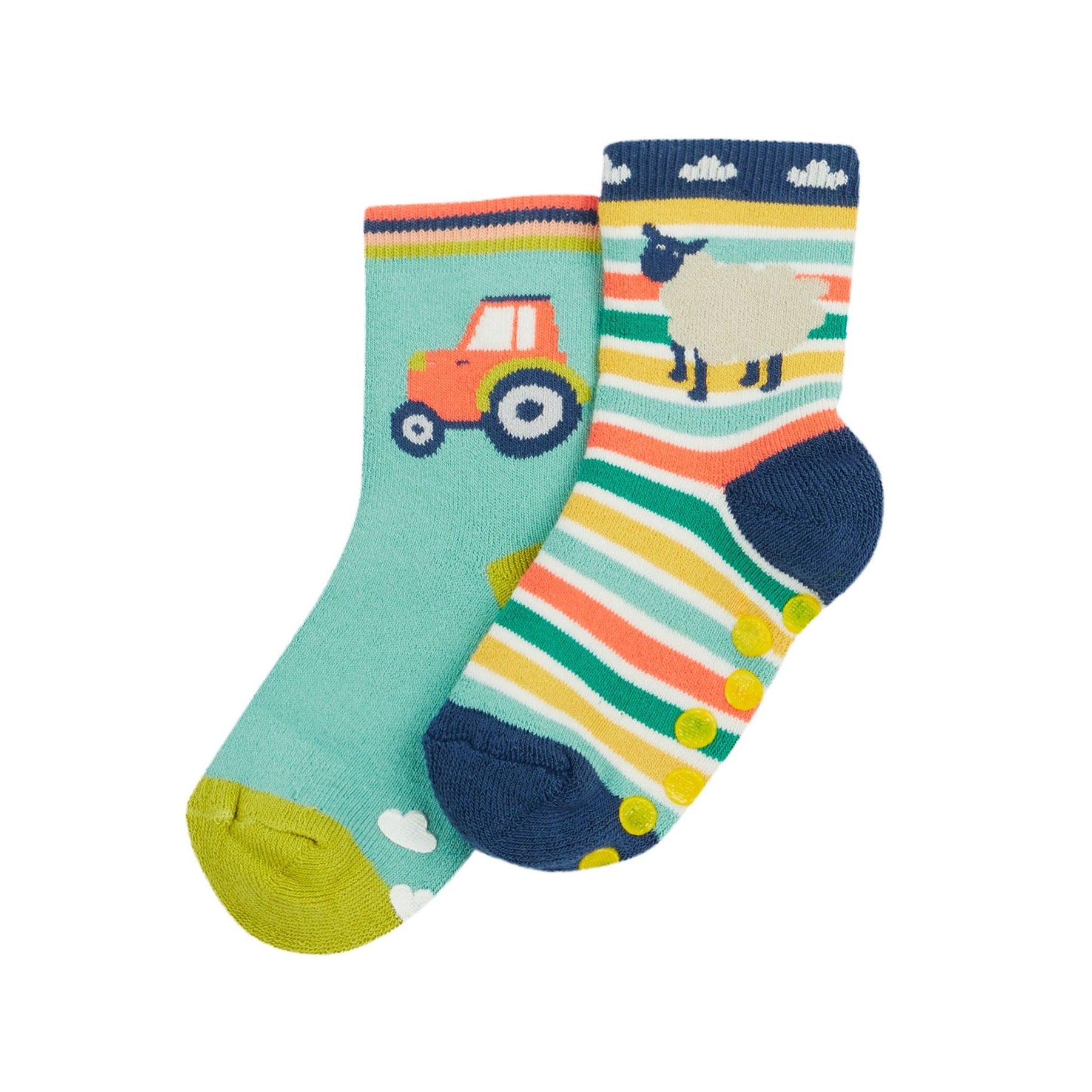 Frugi 2 Pack Grippy Socks Farm 500114S5famu Clothing 0-6M / Multi,6-12M / Multi,1-2YRS / Multi,UK6-8 / Multi