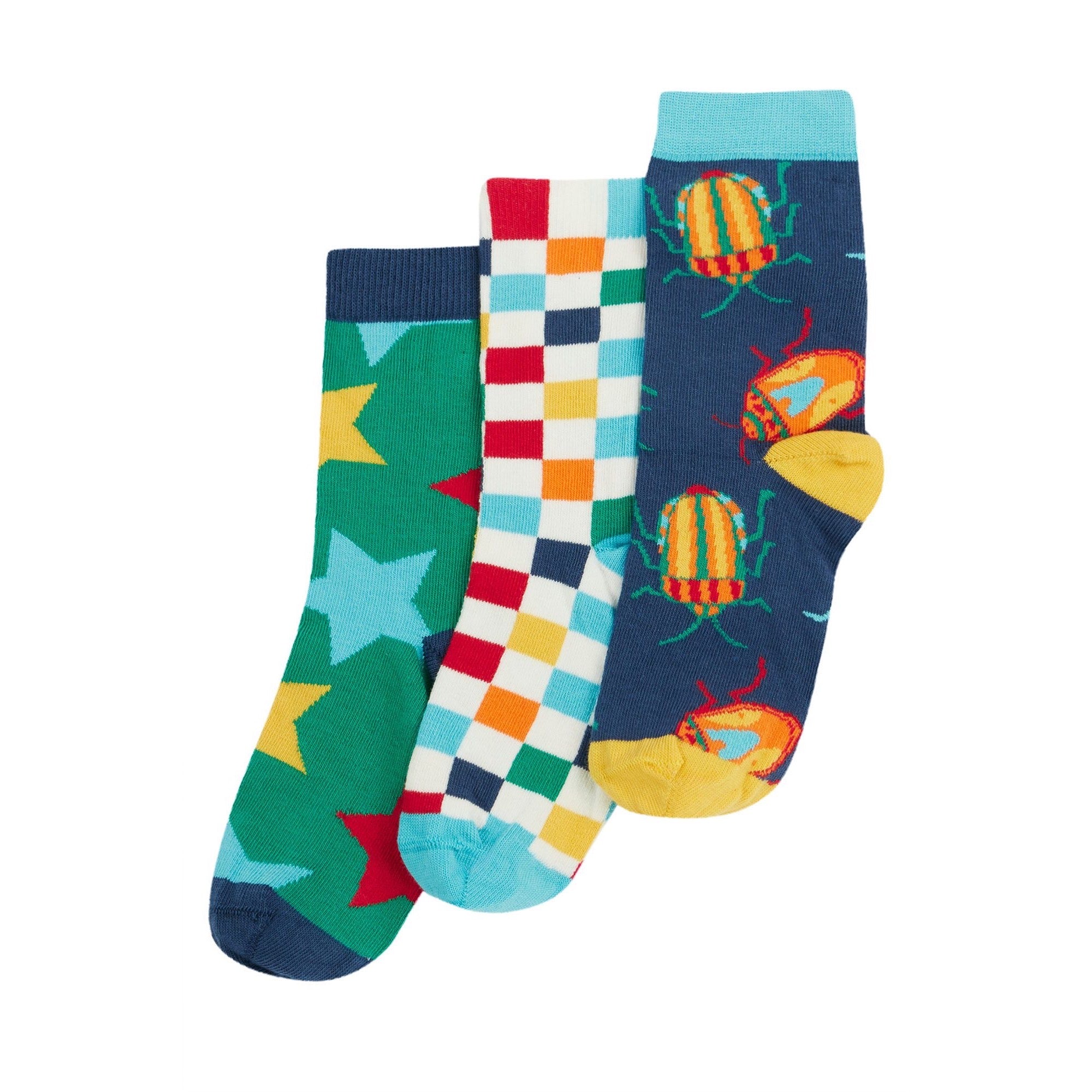 Frugi 3 Pack Socks Beetles Multipack Clothing UK6-8 / Multi,UK9-12 / Multi,UK13-2 / Multi