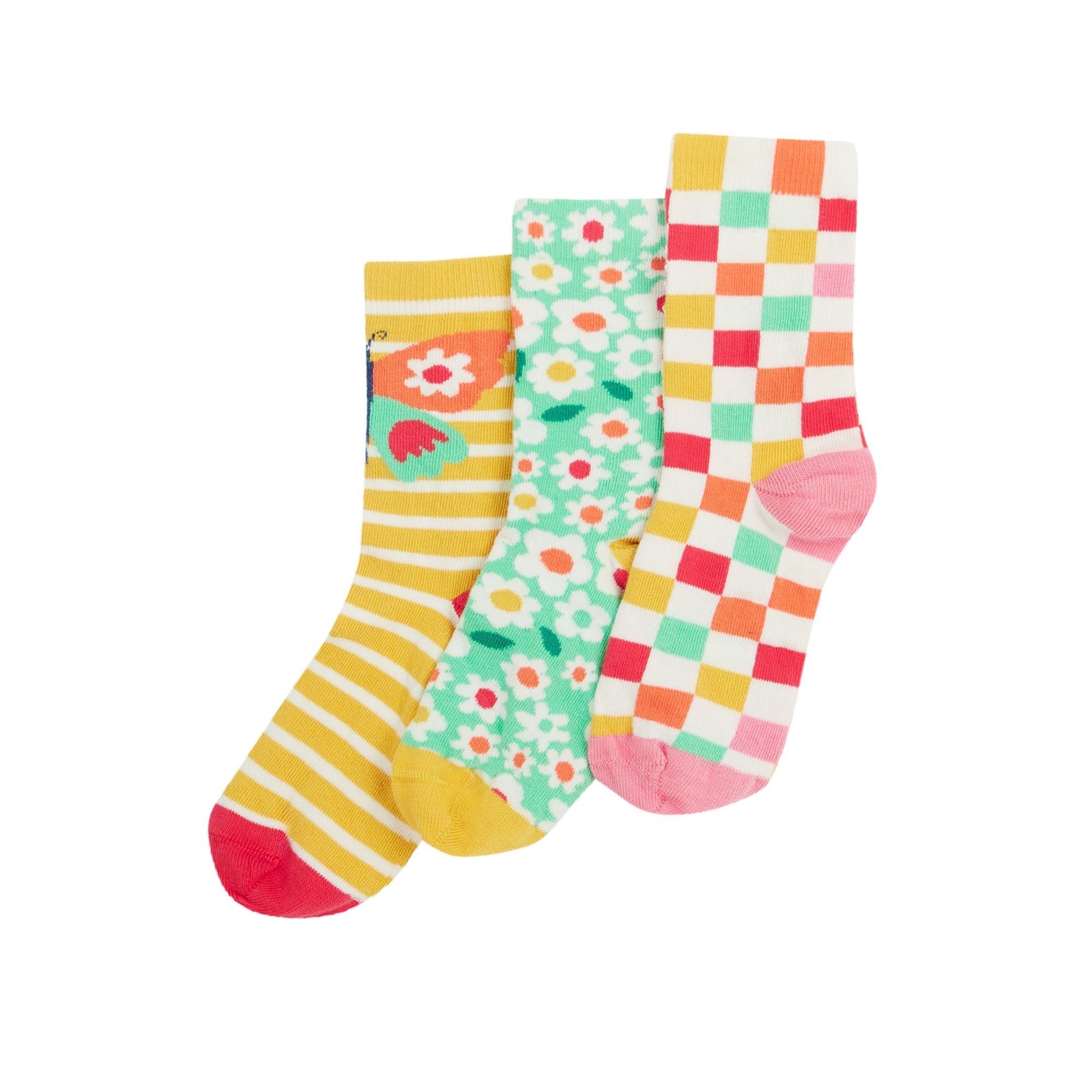 Frugi 3 Pack Socks Butterfly Multipack Clothing UK6-8 / Multi,UK9-12 / Multi,UK13-2 / Multi