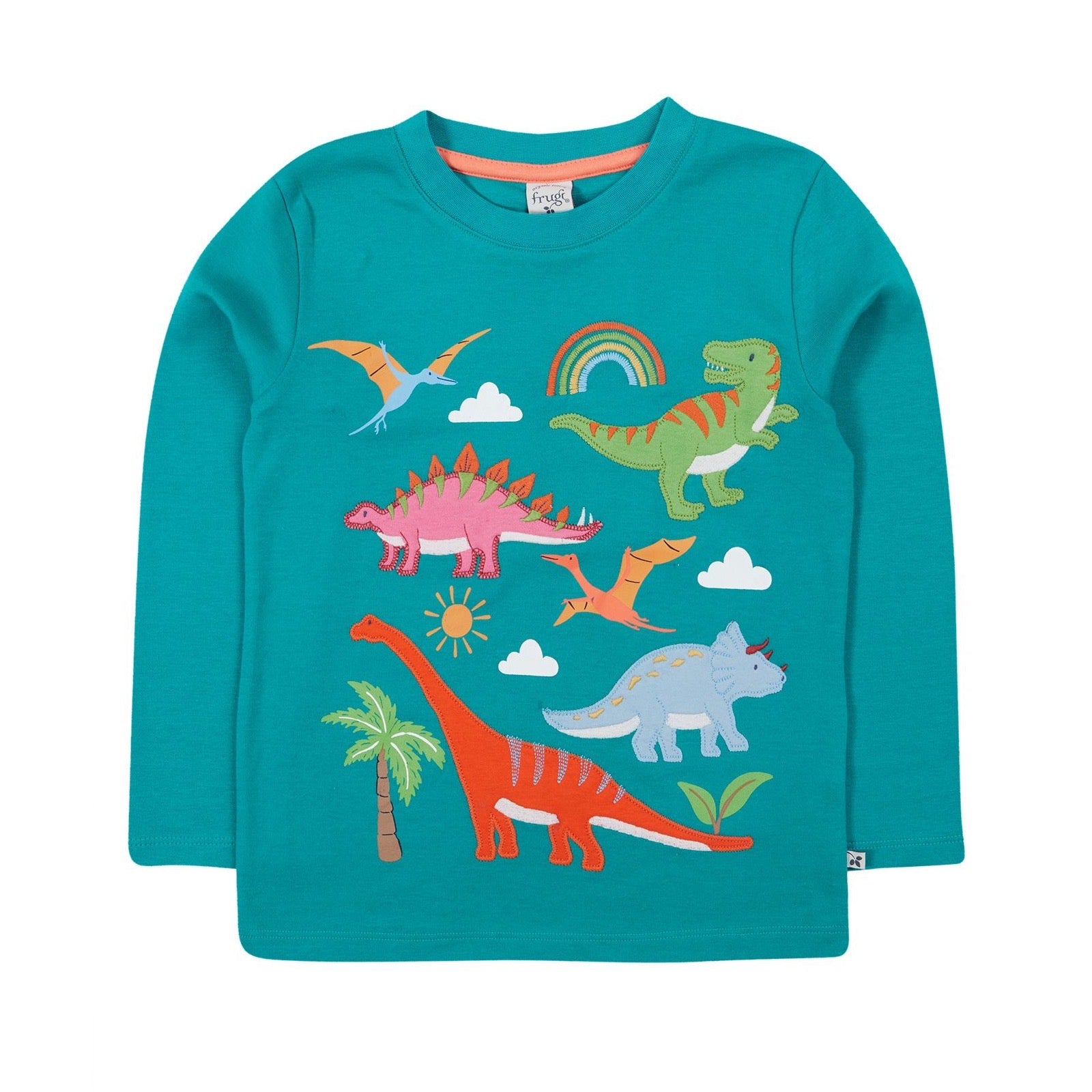 Frugi Adventure Applique T-Shirt 500182S5igdi Dinosaur Clothing 2-3YRS / Green,3-4YRS / Green,4-5YRS / Green,5-6YRS / Green,6-7YRS / Green