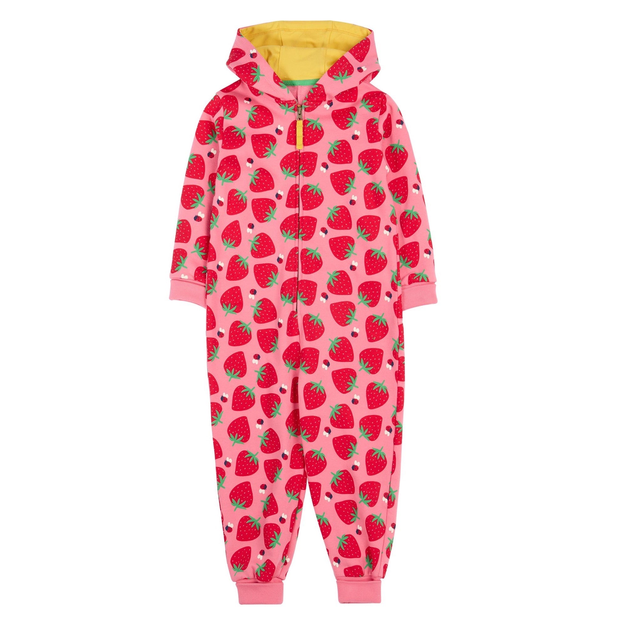 Frugi Big Snugglesuit Strawberry Pals Clothing 5-6YRS / Pink,6-7YRS / Pink,7-8YRS / Pink