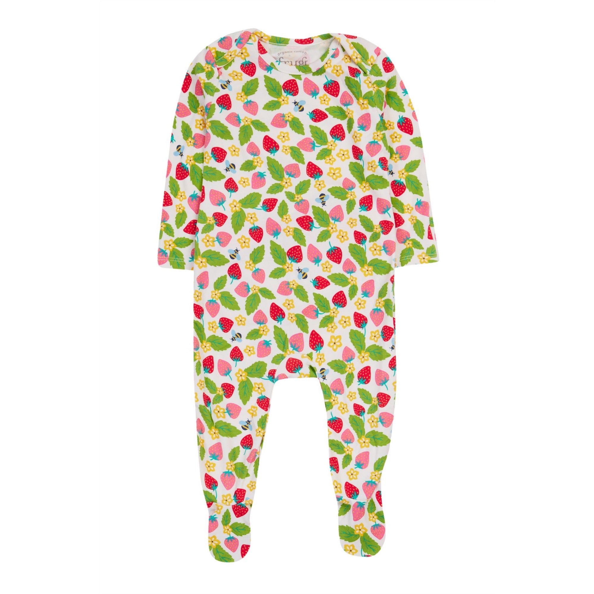 Frugi Easy Dressing Babygrow Strawberry Field Clothing 0-3M / Multi,3-6M / Multi,6-9M / Multi