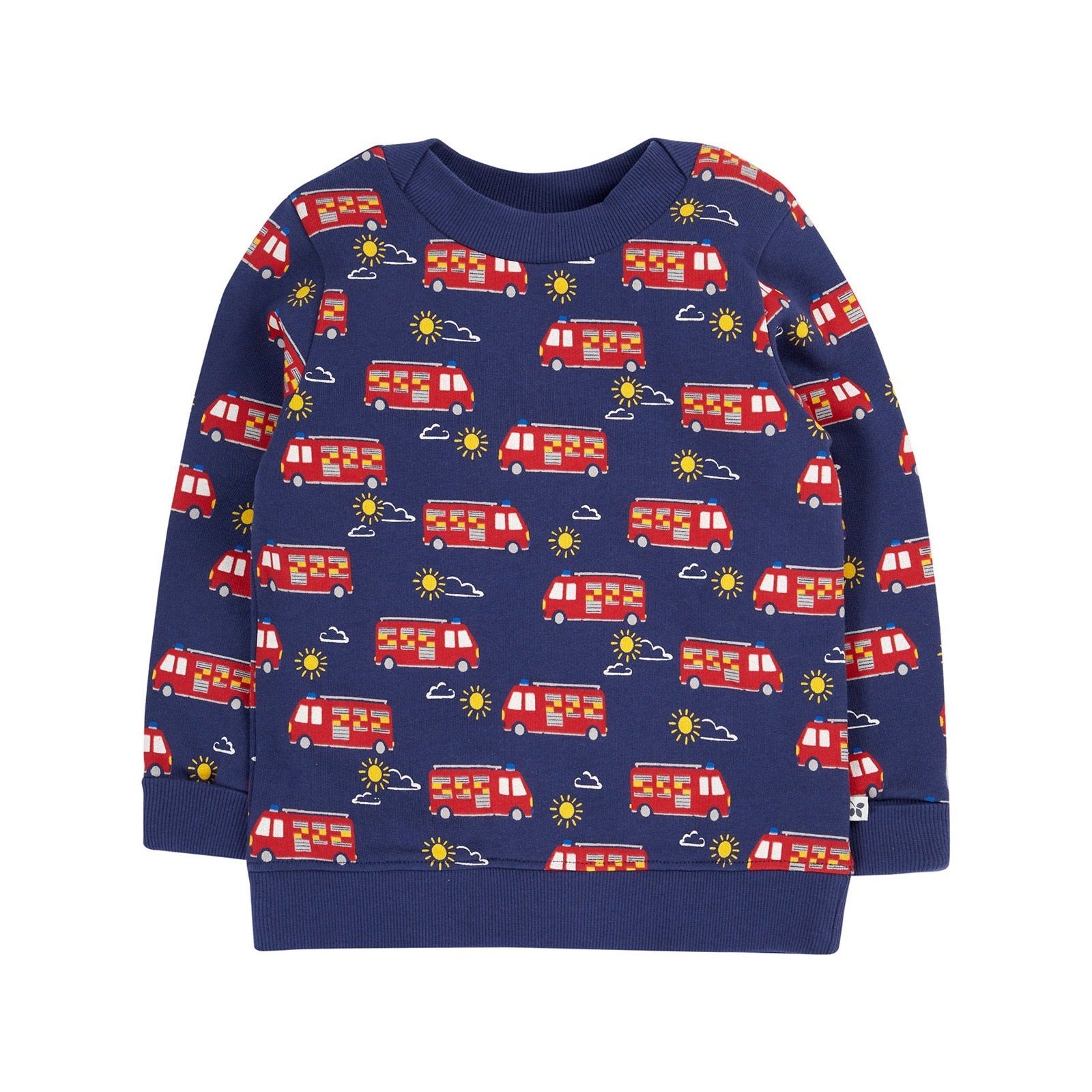 Frugi Easy On Infant Sweatshirt Fire Engine Clothing 3-6M / Navy,6-9M / Navy,9-12M / Navy,12-18M / Navy,18-24M / Navy