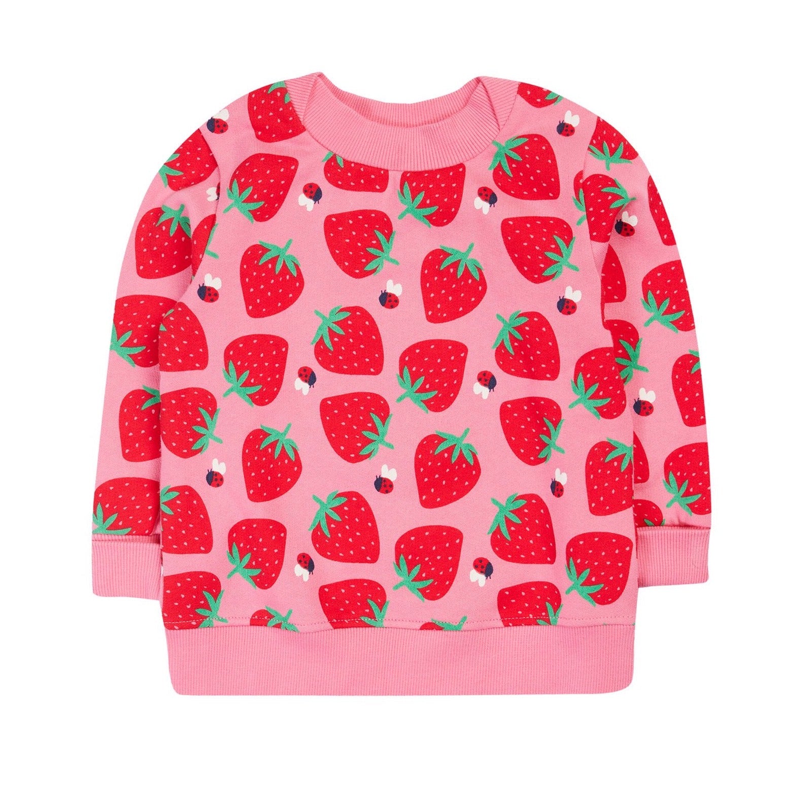 Frugi Easy On Infant Sweatshirt Strawberry Pals Clothing 6-9M / Pink,9-12M / Pink,12-18M / Pink,18-24M / Pink,2-3YRS / Pink,3-4YRS / Pink,4-5YRS / Pink