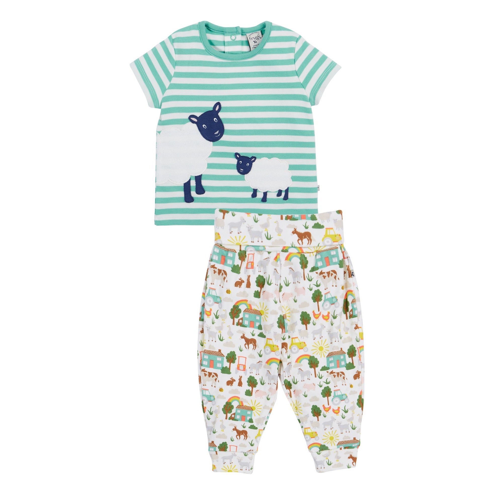 Frugi Frankie Infant Baby Set Farm Life Clothing 3-6M / Green,6-9M / Green,9-12M / Green