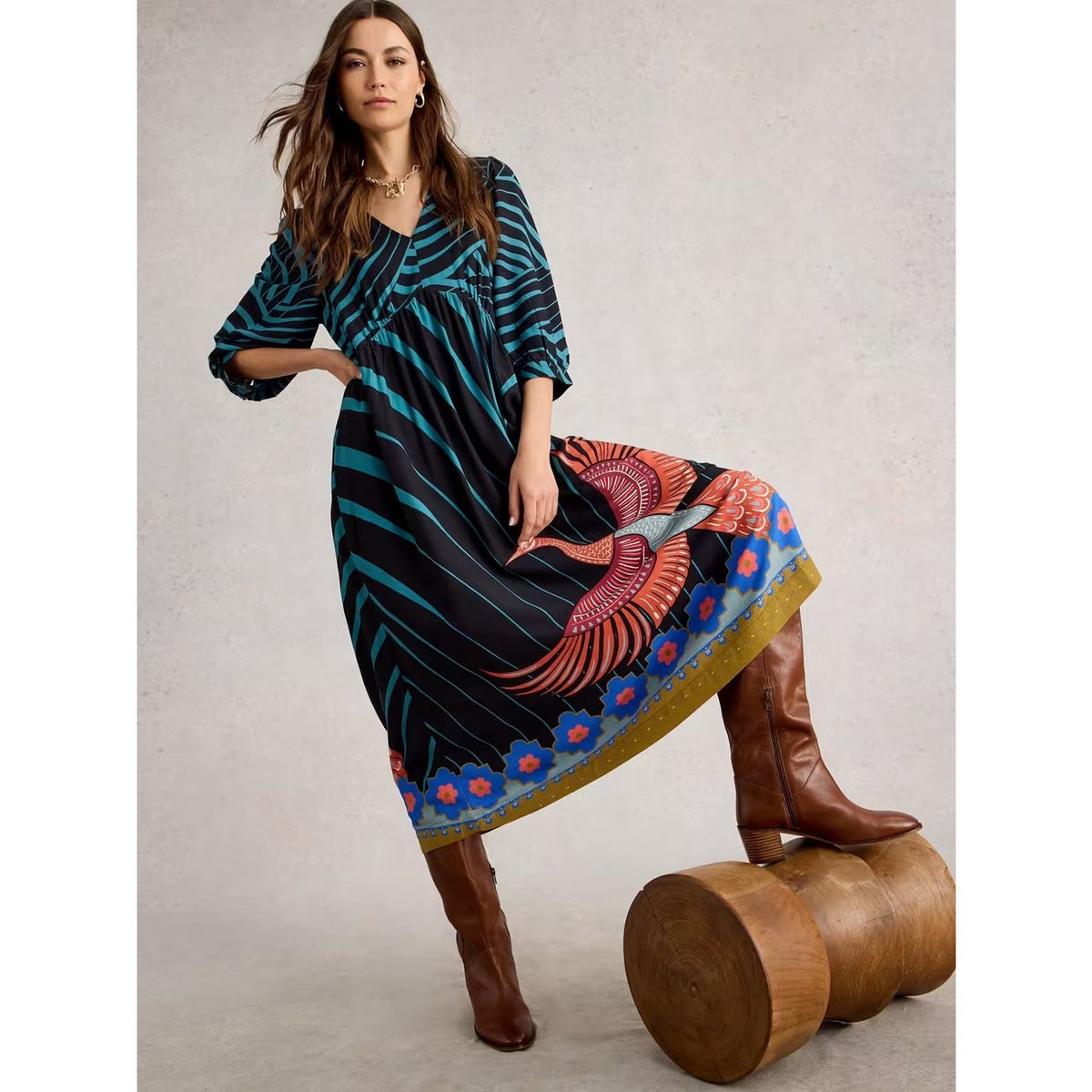 White Stuff Womens Lucy Midi Dress 444737 Multi Clothing UK8 / Multi,UK10 / Multi,UK12 / Multi,UK14 / Multi,UK16 / Multi