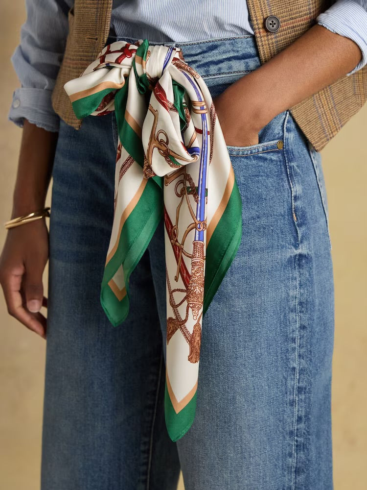 Joules Womens Bloomfield Silk Scarf At705201 Cream Clothing ONE SIZE / Cream