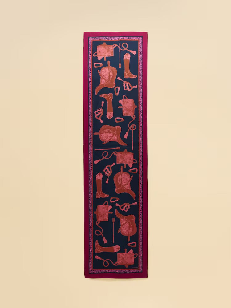 Joules Womens Windsor Silk Scarf At705101 Navy Saddle Clothing ONE SIZE / Navy