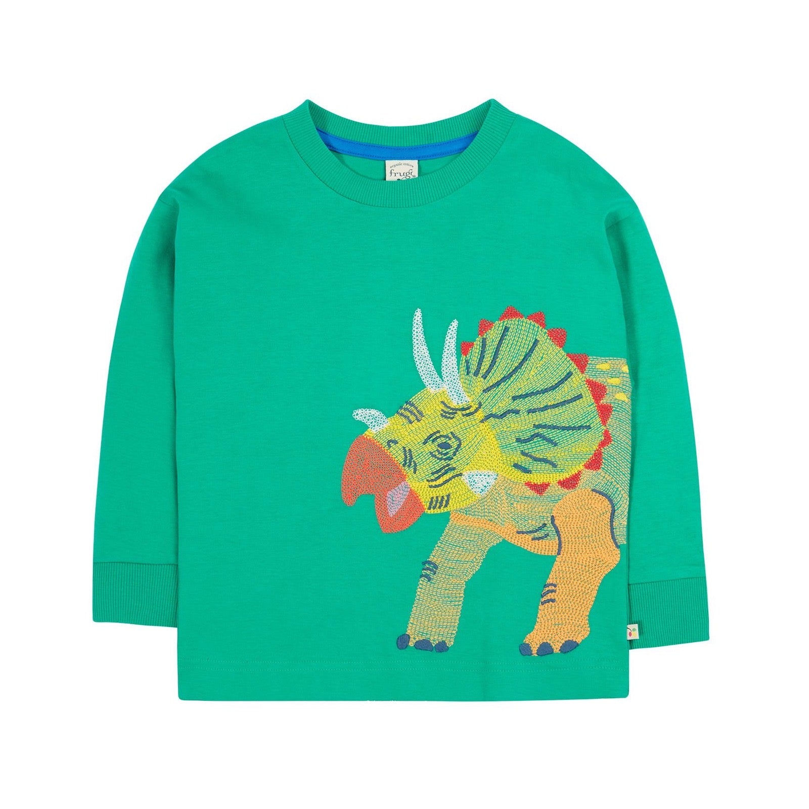 Frugi Owen Triceratops T-Shirt 501732S5igtr Clothing 2-3YRS / Green,3-4YRS / Green,4-5YRS / Green,5-6YRS / Green,6-7YRS / Green,7-8YRS / Green