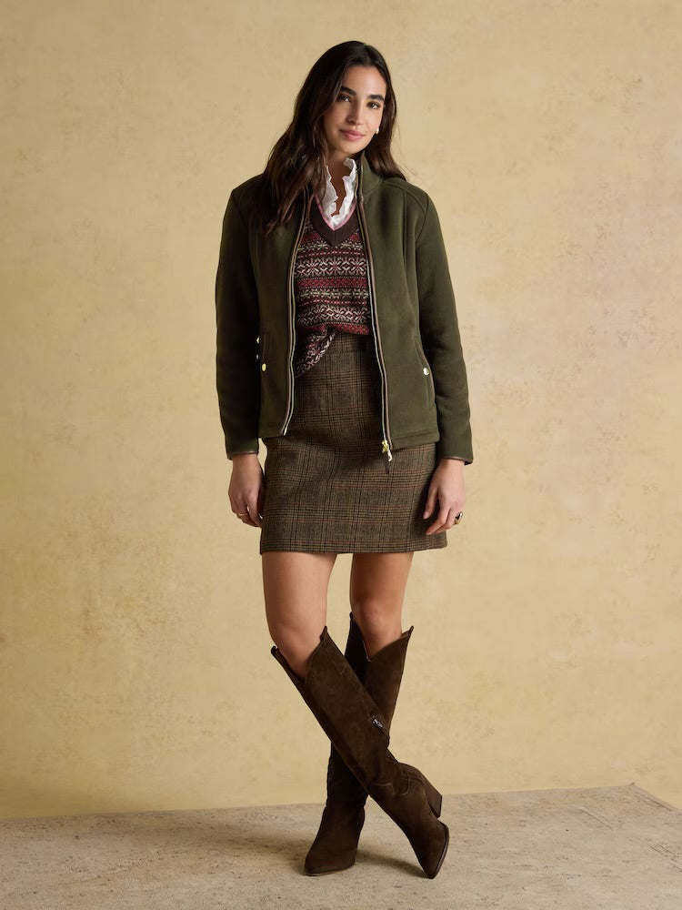 Joules Womens Heritage Zip Fleece F2366518 Khaki Clothing UK12 / Khaki,UK14 / Khaki,UK16 / Khaki,UK18 / Khaki