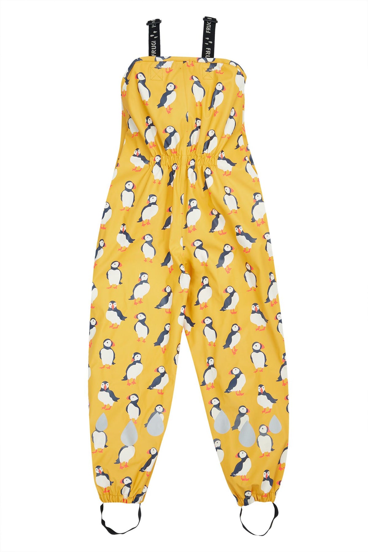 Frugi Puddle Buster Puffin Print Dungarees Clothing 2-3YRS / Yellow,3-4YRS / Yellow,4-5YRS / Yellow,1-2 YRS / Yellow
