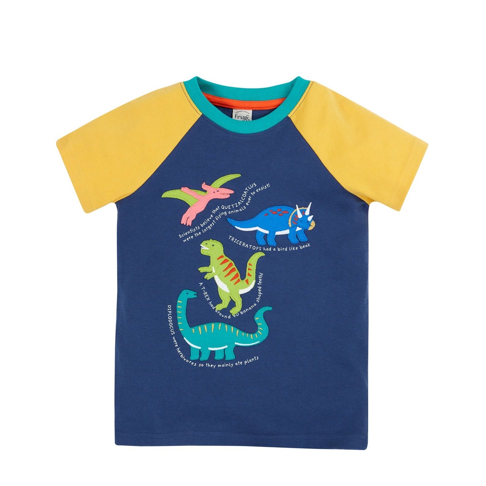 Frugi Renny Raglan T-Shirt Navy Dino Clothing 2-3YRS / Navy,3-4YRS / Navy,4-5YRS / Navy,5-6YRS / Navy,6-7YRS / Navy,7-8YRS / Navy