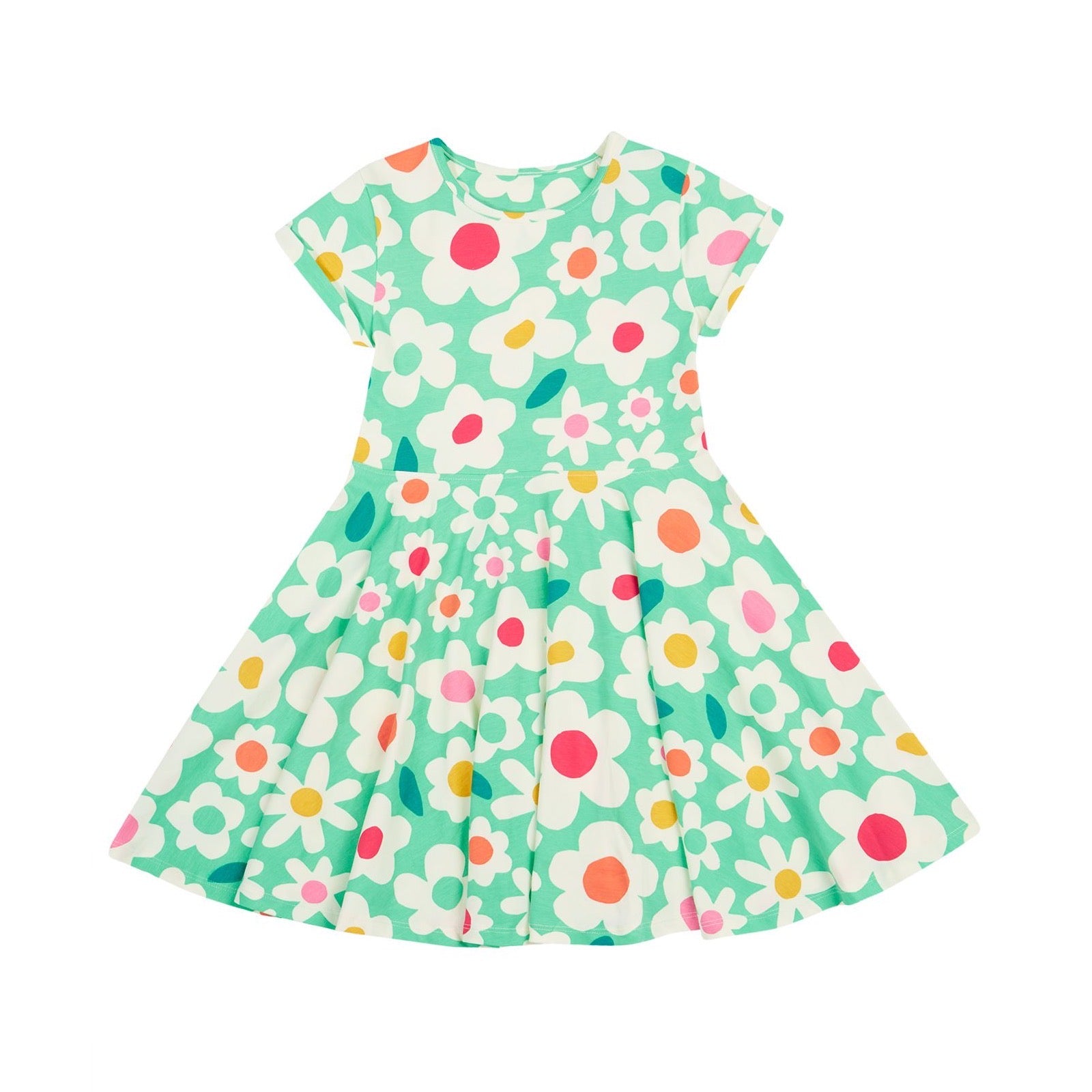 Frugi Spring Skater Dress Daisy Field Clothing 2-3YRS / Aqua,3-4YRS / Aqua,4-5YRS / Aqua,5-6YRS / Aqua,6-7YRS / Aqua,7-8YRS / Aqua,8-9YRS / Aqua