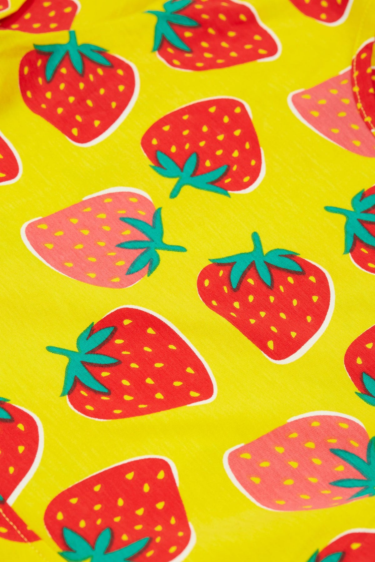 Frugi Spring Skater Dress Yellow Strawberry Patch Clothing 2-3YRS / Yellow,3-4YRS / Yellow,4-5YRS / Yellow,5-6YRS / Yellow,6-7YRS / Yellow,7-8YRS / Yellow,8-9YRS / Yellow