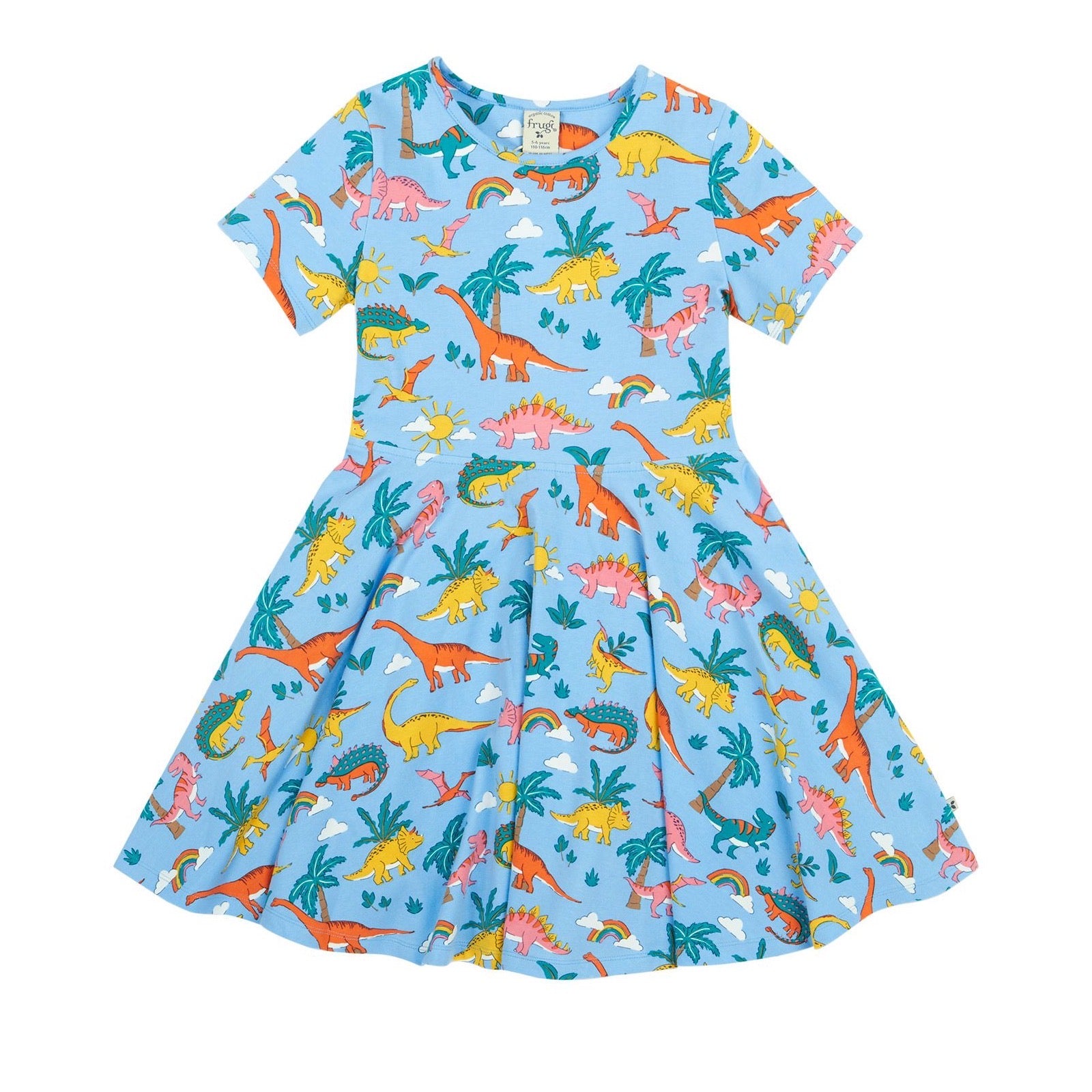 Frugi Sunshine Skater Dress Blue Dinoland Clothing 2-3YRS / Blue,3-4YRS / Blue,4-5YRS / Blue,5-6YRS / Blue,6-7YRS / Blue,7-8YRS / Blue,8-9YRS / Blue