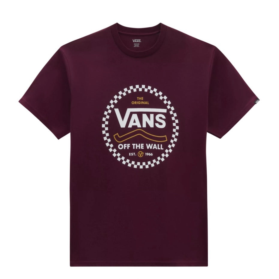 Vans Mens Round Off T Shirt Vn000fjsbrg1 Burgundy Koast Clothing