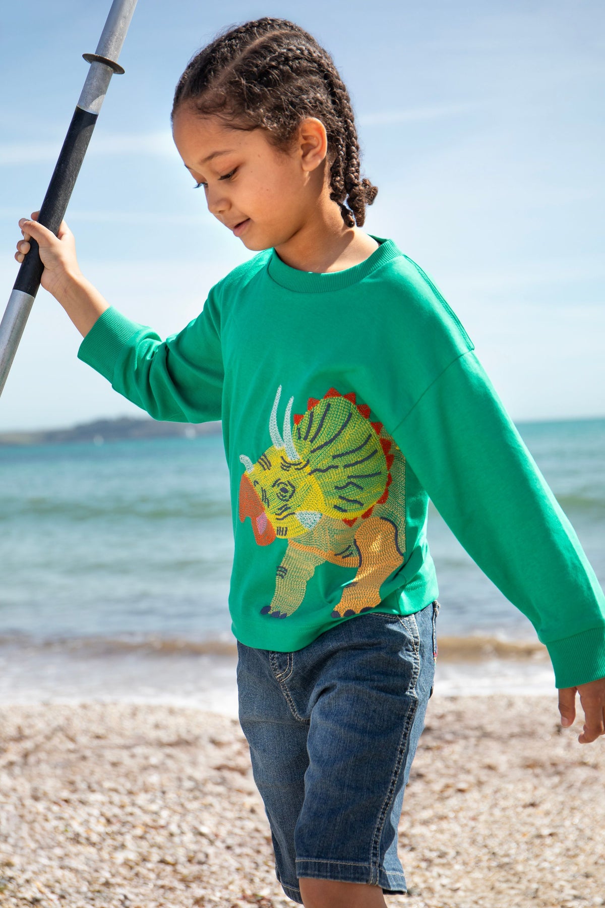 Frugi Owen Triceratops T-Shirt 501732S5igtr Clothing 2-3YRS / Green,3-4YRS / Green,4-5YRS / Green,5-6YRS / Green,6-7YRS / Green,7-8YRS / Green