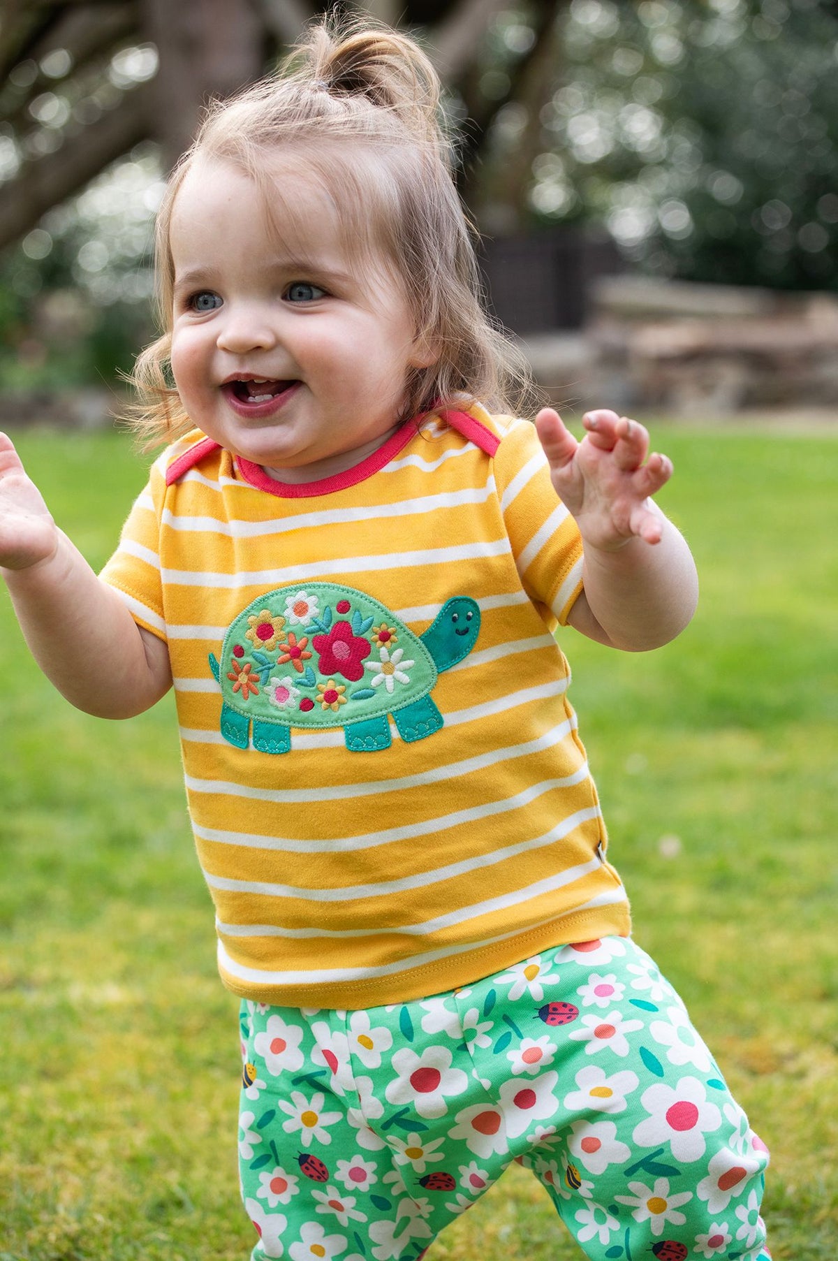 Frugi Bobster Infant T-Shirt Yellow Stripe Tortoise Clothing 3-6M / Yellow,6-9M / Yellow,9-12M / Yellow,12-18M / Yellow