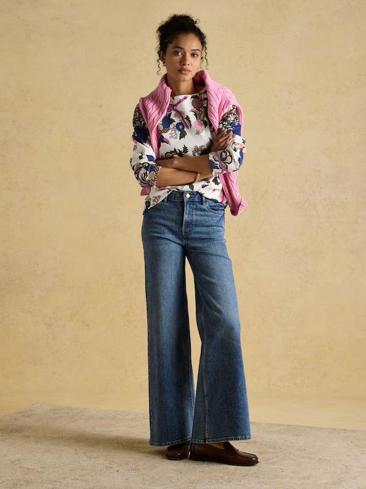 Joules Womens Harbour Top Cream Bird