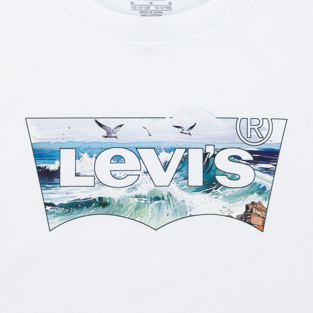 Levis Crashing Waves Batwing T-Shirt 9Em650-W1t Clothing 10YRS / White,12YRS / White,14YRS / White,16YRS / White