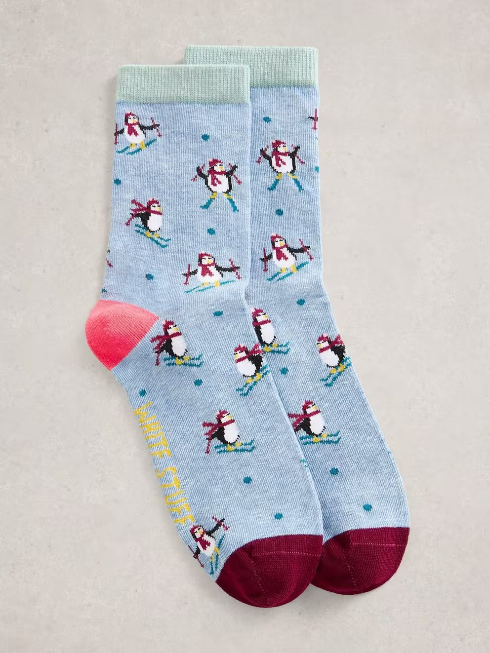 White Stuff Womens Ski Penguin Sock In A Cracker 444802 Clothing UK3-5 / Blue,UK6-8 / Blue