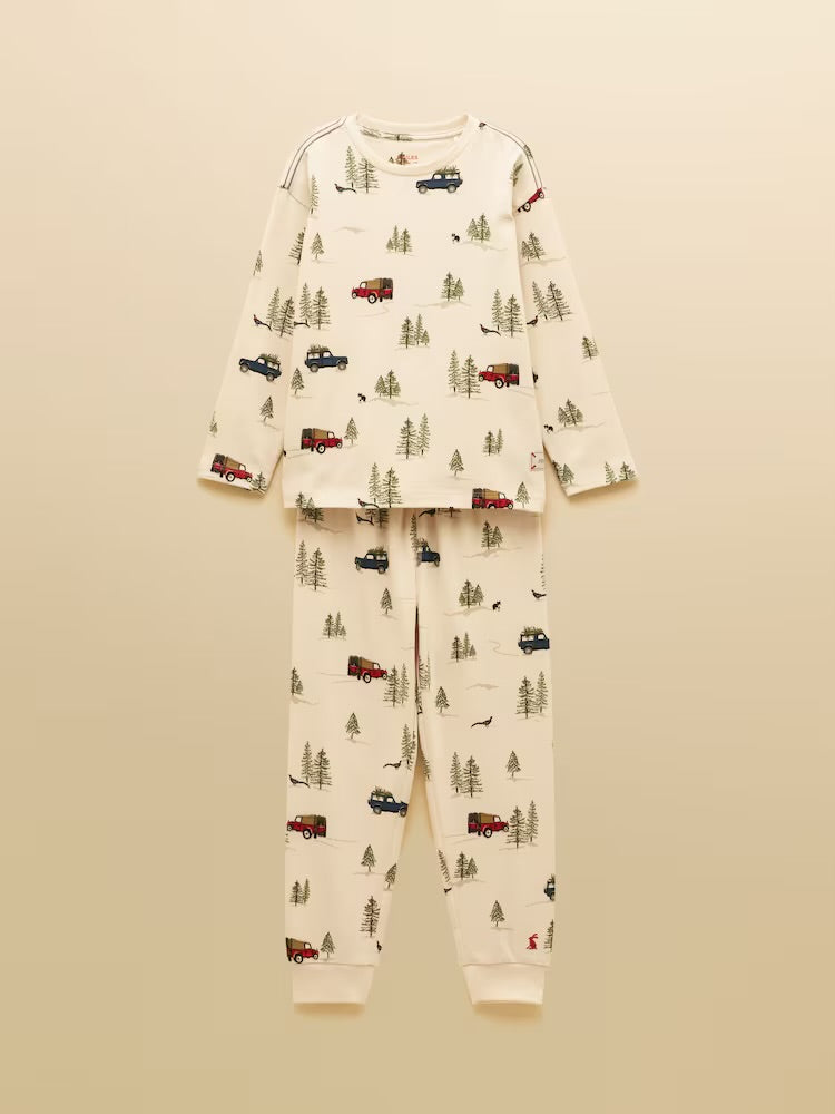 Joules Boys Kipwell 4X4 Pj Set Cream Clothing 2YRS / Cream,3YRS / Cream,4YRS / Cream,5YRS / Cream,6YRS / Cream,7YRS / Cream,8YRS / Cream,10YRS / Cream