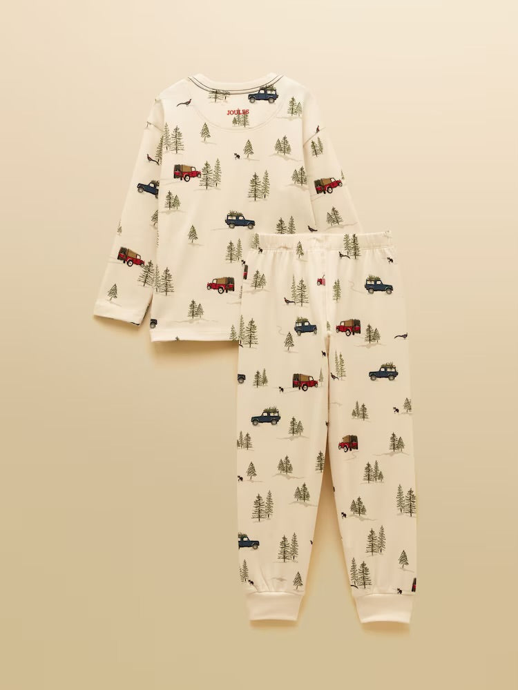 Joules Boys Kipwell 4X4 Pj Set Cream Clothing 2YRS / Cream,3YRS / Cream,4YRS / Cream,5YRS / Cream,6YRS / Cream,7YRS / Cream,8YRS / Cream,10YRS / Cream