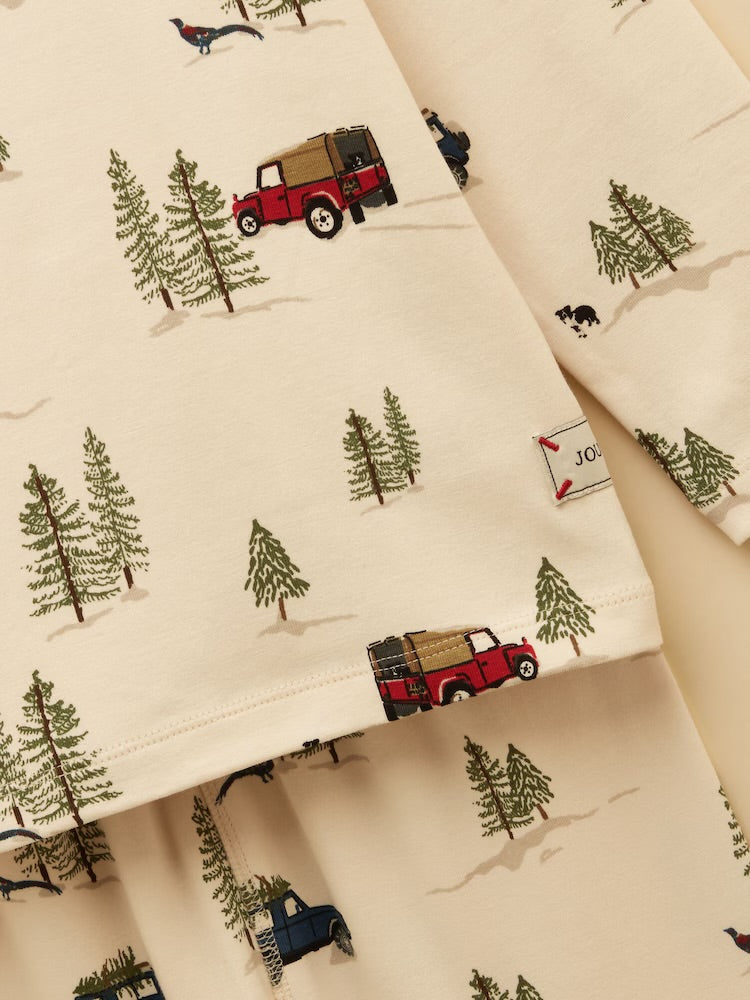 Joules Boys Kipwell 4X4 Pj Set Cream Clothing 2YRS / Cream,3YRS / Cream,4YRS / Cream,5YRS / Cream,6YRS / Cream,7YRS / Cream,8YRS / Cream,10YRS / Cream