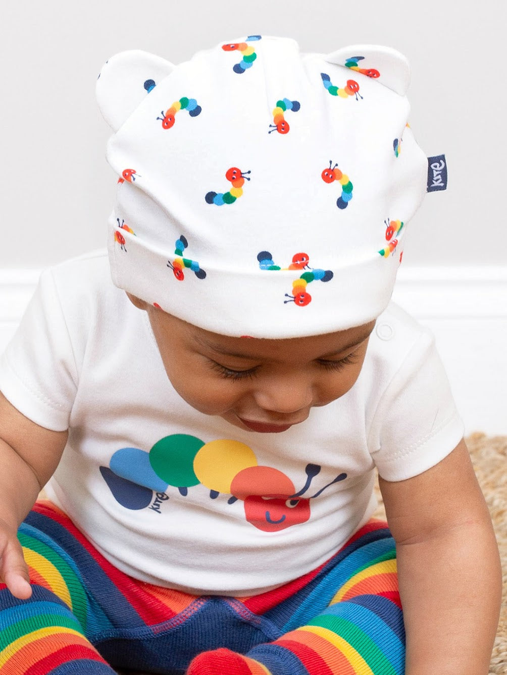 Kite Rainbow Caterpillar Baby Hat 41-3326 Clothing 0-1M / White,3-6M / White