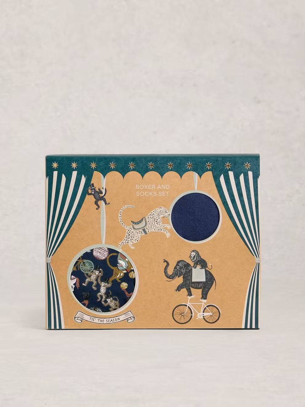 White Stuff Mens Boxer Shorts And Socks Set Dark Navy Brown Monkey Clothing S / Navy,M / Navy,L / Navy,XL / Navy