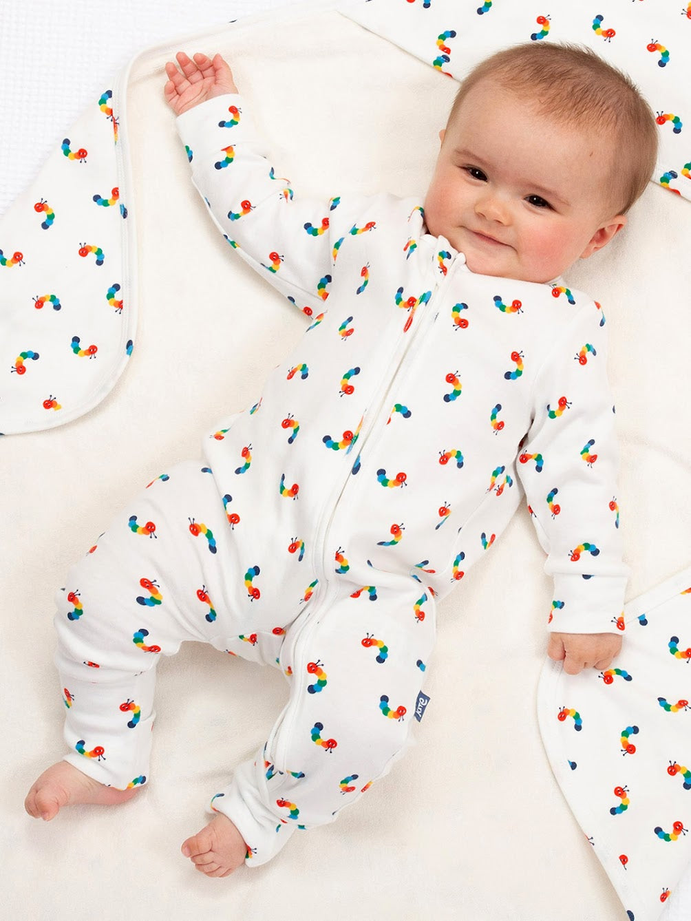 Kite Rainbow Caterpillar Baby Sleepsuit 41-8895 Clothing NEWBORN / White,0-1M / White,0-3M / White,3-6M / White,6-9M / White