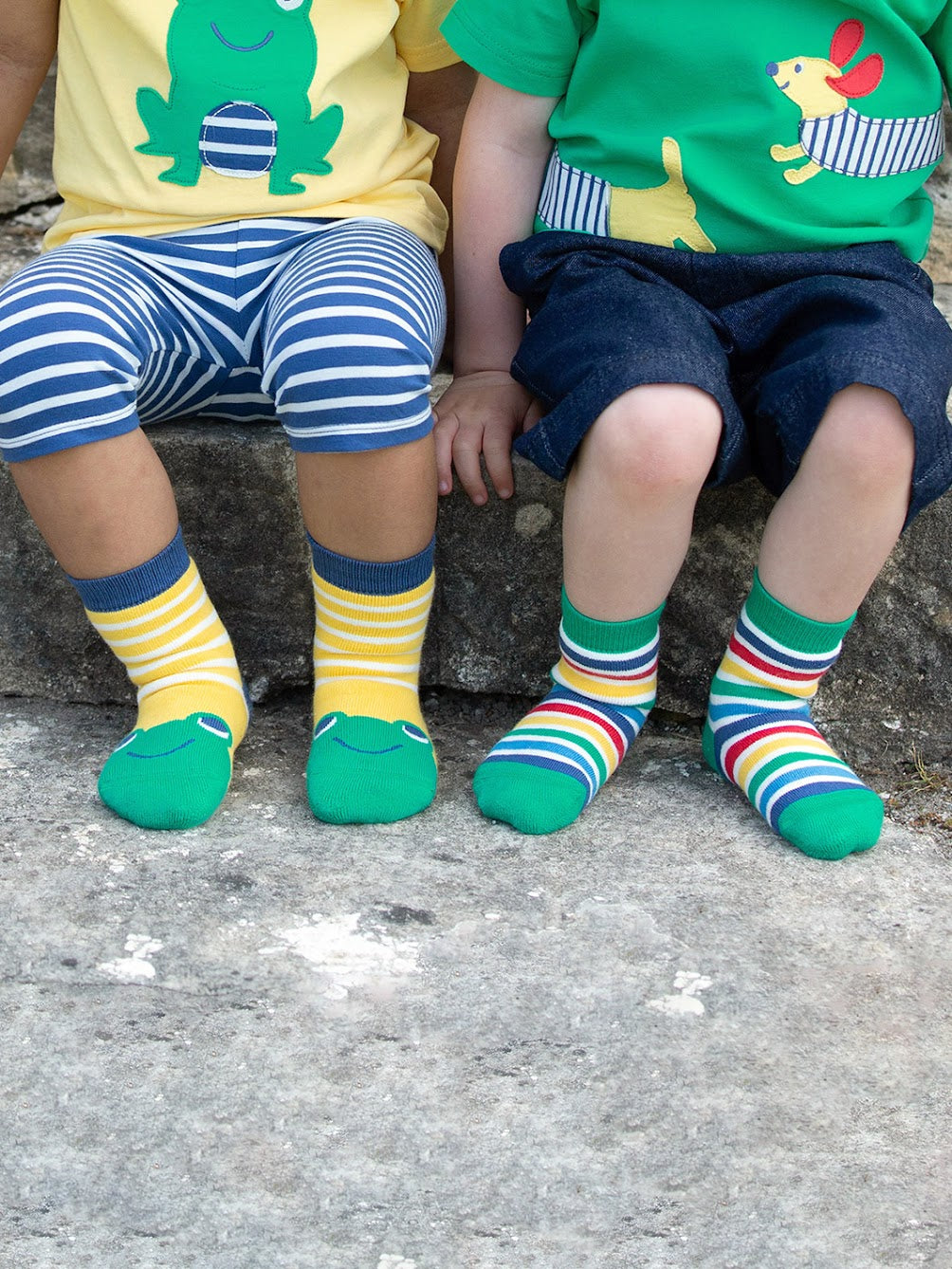 Kite 2 Pack Frog Face Grippy Socks 41-4017 Yellow Clothing 0-6M / Yellow,6-12M / Yellow,12-24M / Yellow,2-3YRS / Yellow