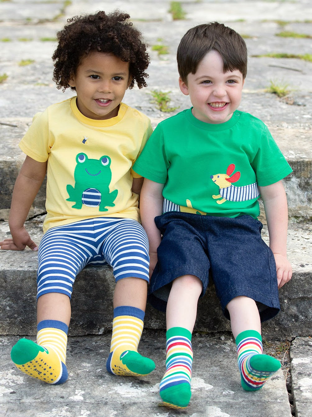 Kite 2 Pack Frog Face Grippy Socks 41-4017 Yellow Clothing 0-6M / Yellow,6-12M / Yellow,12-24M / Yellow,2-3YRS / Yellow