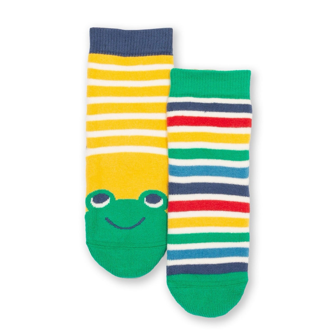Kite 2 Pack Frog Face Grippy Socks 41-4017 Yellow Clothing 0-6M / Yellow,6-12M / Yellow,12-24M / Yellow,2-3YRS / Yellow
