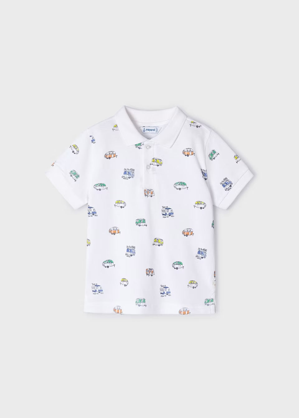 Mayoral Boys Printed Polo Shirt 3107 Caravan Clothing 3YRS / White,4YRS / White,5YRS / White,6YRS / White,7YRS / White,8YRS / White,9YRS / White