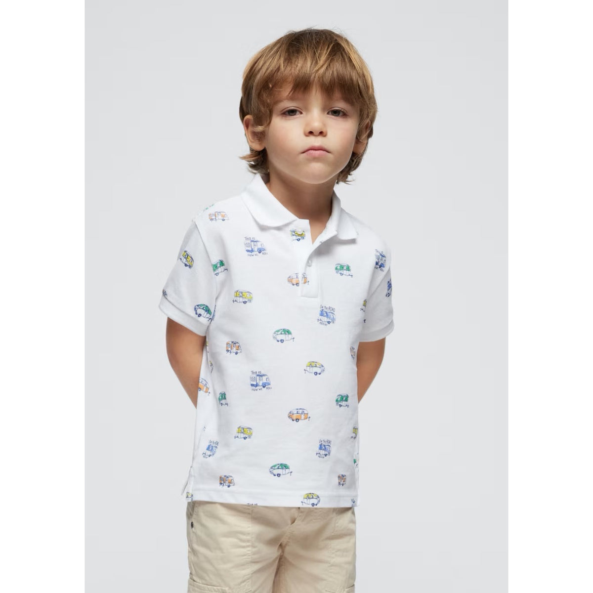 Mayoral Boys Printed Polo Shirt 3107 Caravan Clothing 3YRS / White,4YRS / White,5YRS / White,6YRS / White,7YRS / White,8YRS / White,9YRS / White