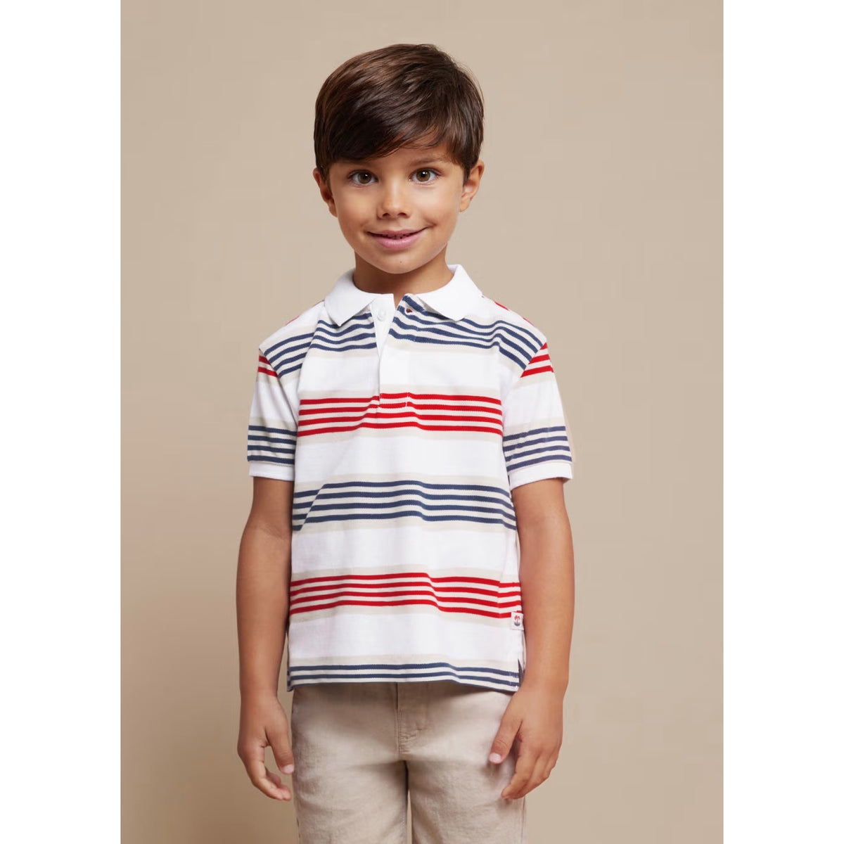 Mayoral Boys Stripe Polo Shirt 3108 Watermelon Navy Clothing 4YRS / Multi,5YRS / Multi,6YRS / Multi,7YRS / Multi,8YRS / Multi,9YRS / Multi