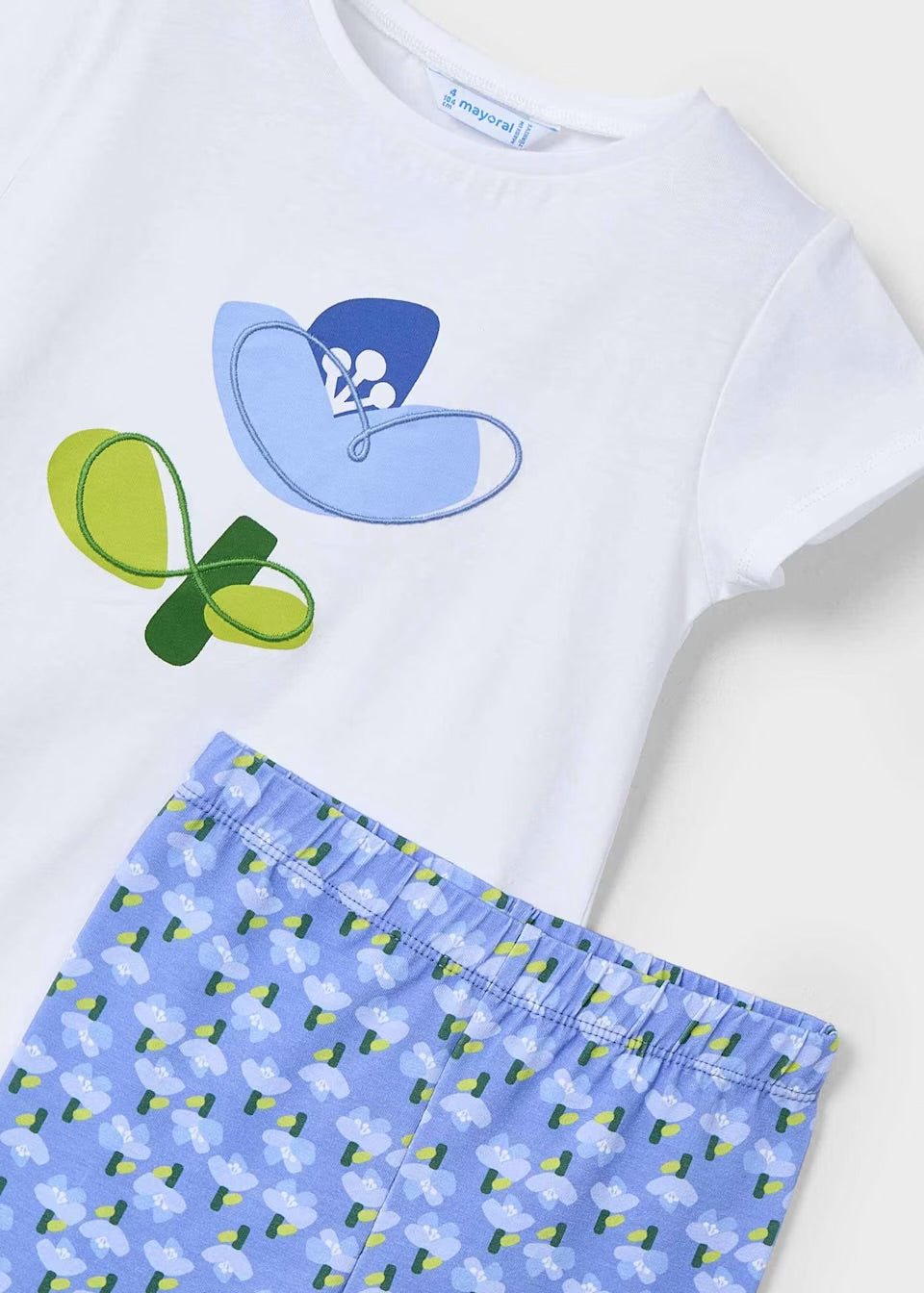 Mayoral Girls Leggings Set 3713 Blue Flower Clothing 4YRS / Blue,5YRS / Blue,6YRS / Blue,7YRS / Blue,8YRS / Blue,9YRS / Blue