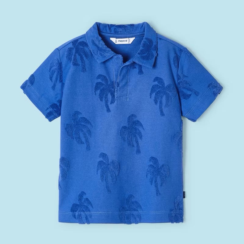 Mayoral Boys Polo Shirt 3105 Riviera Blue Palms Clothing 3YRS / Blue,4YRS / Blue,5YRS / Blue,6YRS / Blue,7YRS / Blue,8YRS / Blue,9YRS / Blue
