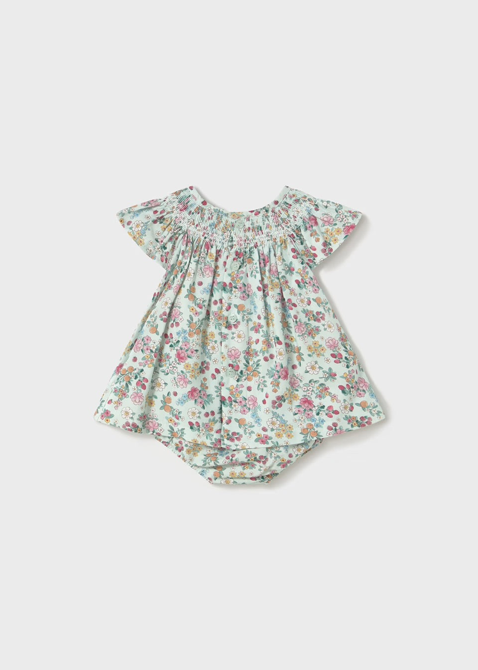 Mayoral Baby Girls Dress 1867 Aqua Floral Clothing 4-6M / Aqua,6-9M / Aqua,12M / Aqua,18M / Aqua