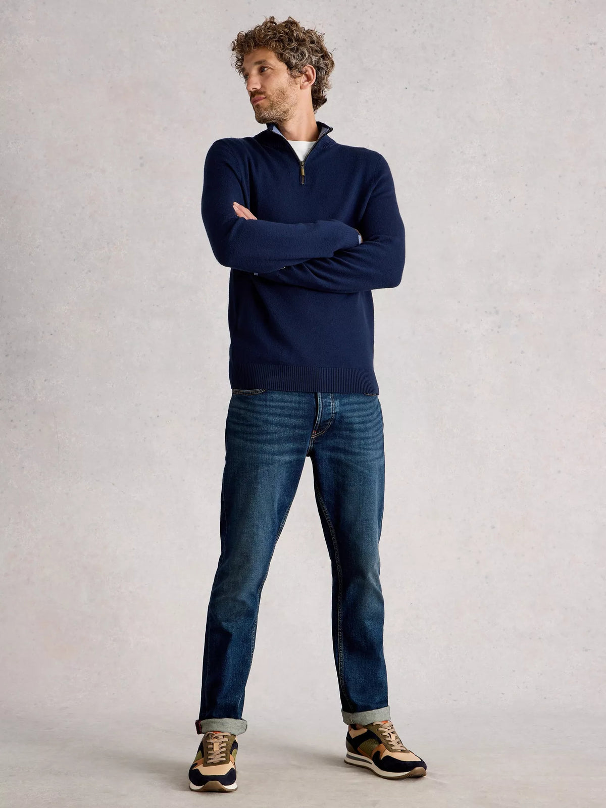 White Stuff Mens Newport Quarter Zip 444399 Navy Clothing M / Navy,L / Navy,XL / Navy,XXL / Navy