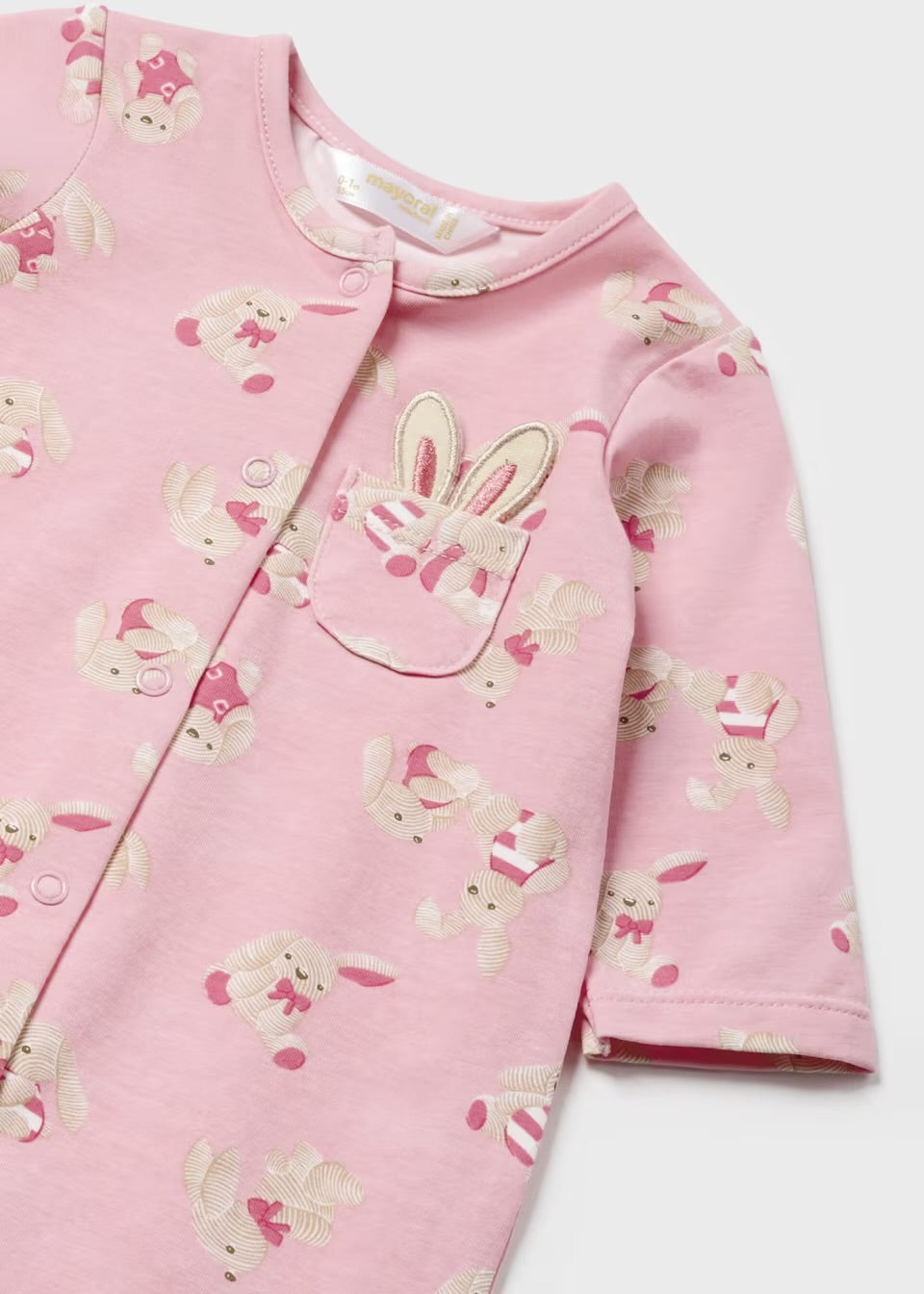 Mayoral Baby Girls Bunny Sleepsuit 1707 Pink Clothing 0-1M / Pink,1-2M / Pink,2-4M / Pink,4-6M / Pink,6-9M / Pink