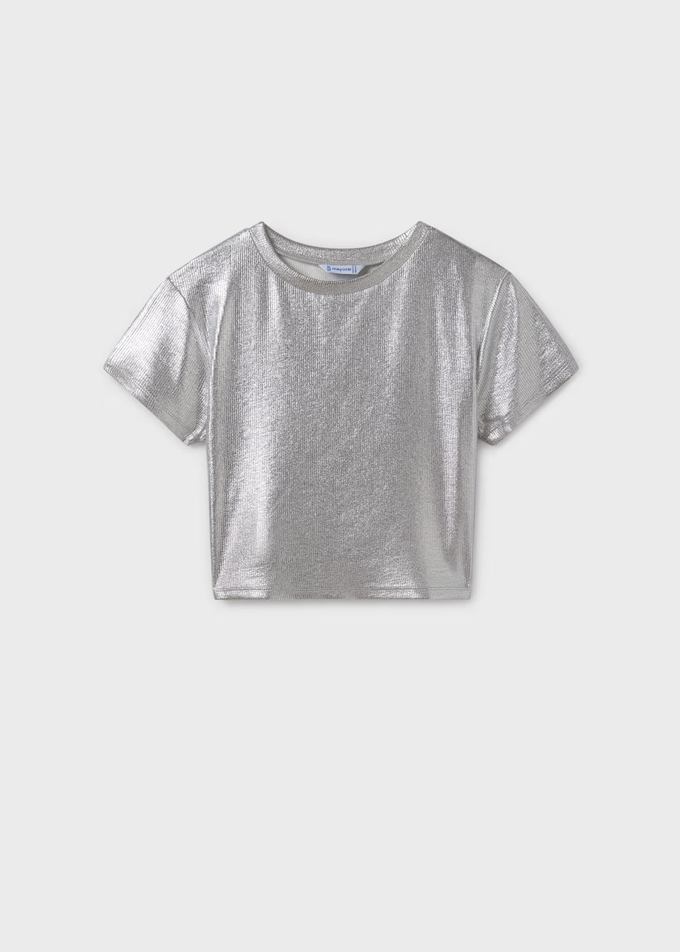 Mayoral Older Girls Metallic T-Shirt 6027 Silver Clothing 10YRS / Silver,12YRS / Silver,14YRS / Silver,16YRS / Silver