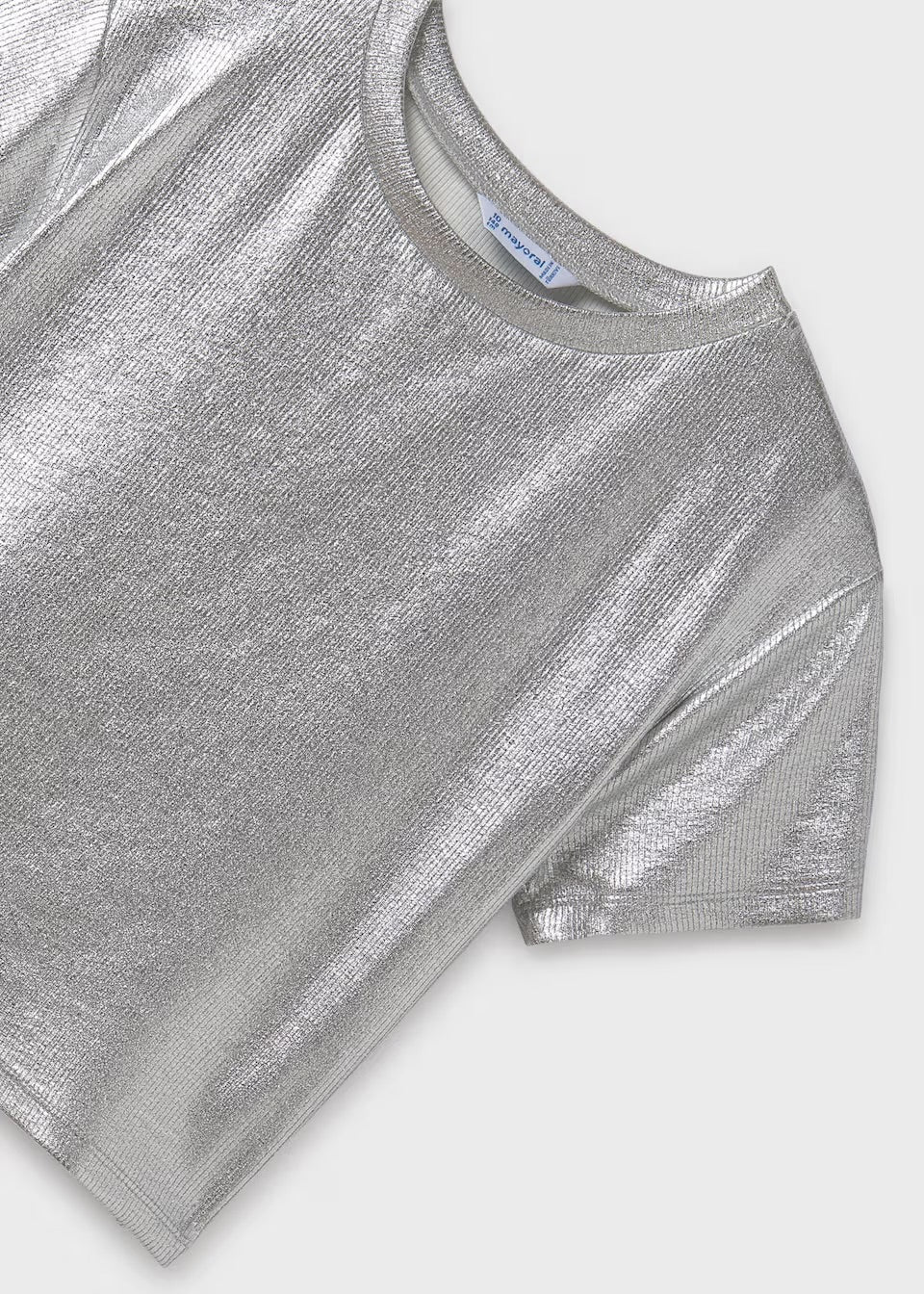 Mayoral Older Girls Metallic T-Shirt 6027 Silver Clothing 10YRS / Silver,12YRS / Silver,14YRS / Silver,16YRS / Silver