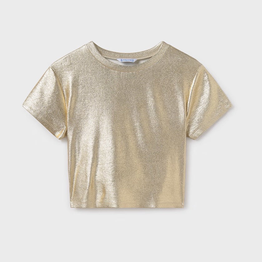 Mayoral Older Girls Metallic T-Shirt 6027 Gold Clothing 10YRS / Gold,12YRS / Gold,14YRS / Gold,16YRS / Gold