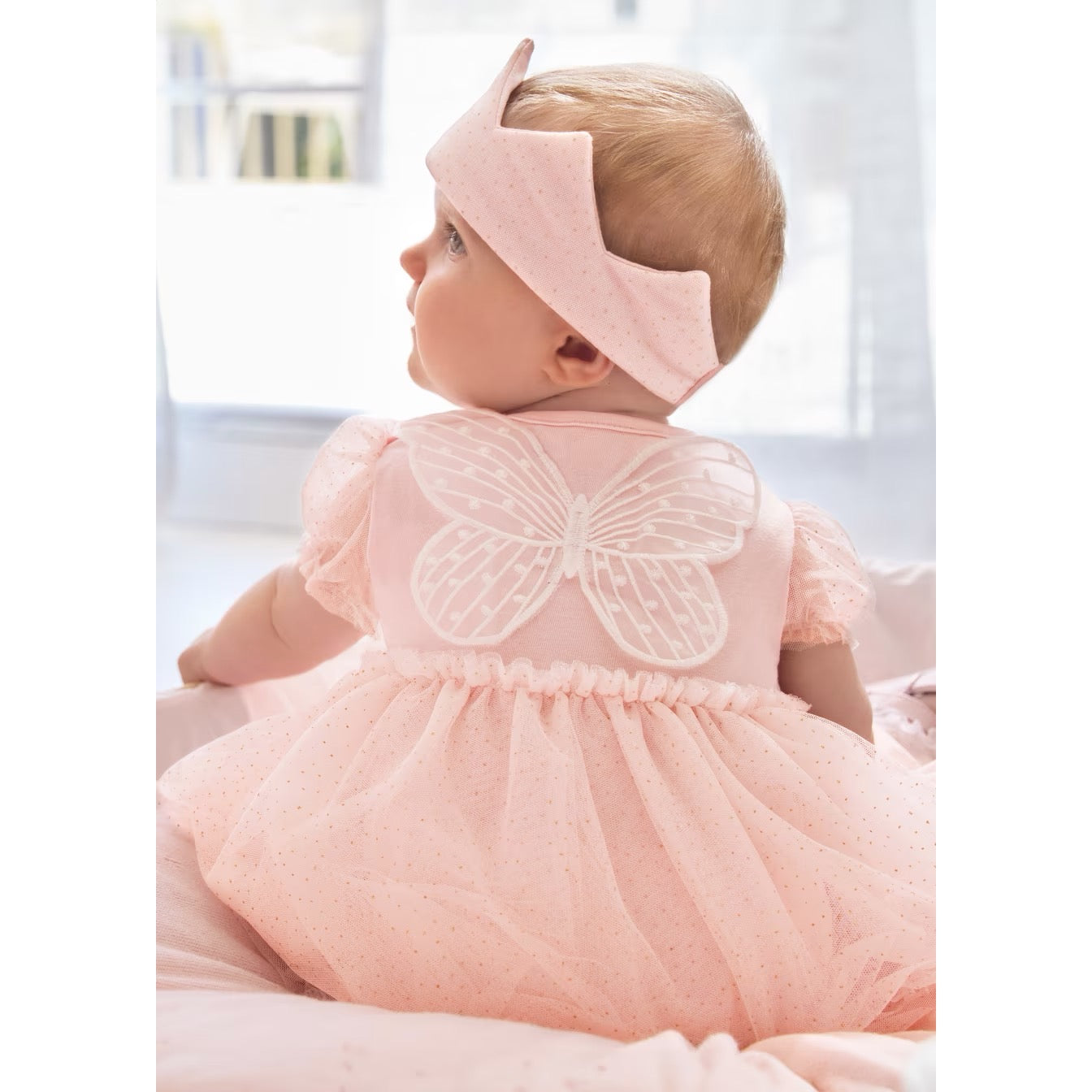 Mayoral Baby Girls Romper Dress And Headband Set 1629 Antique Pink Clothing 4-6M / Antique Pink,6-9M / Antique Pink,12M / Antique Pink,18M / Antique Pink