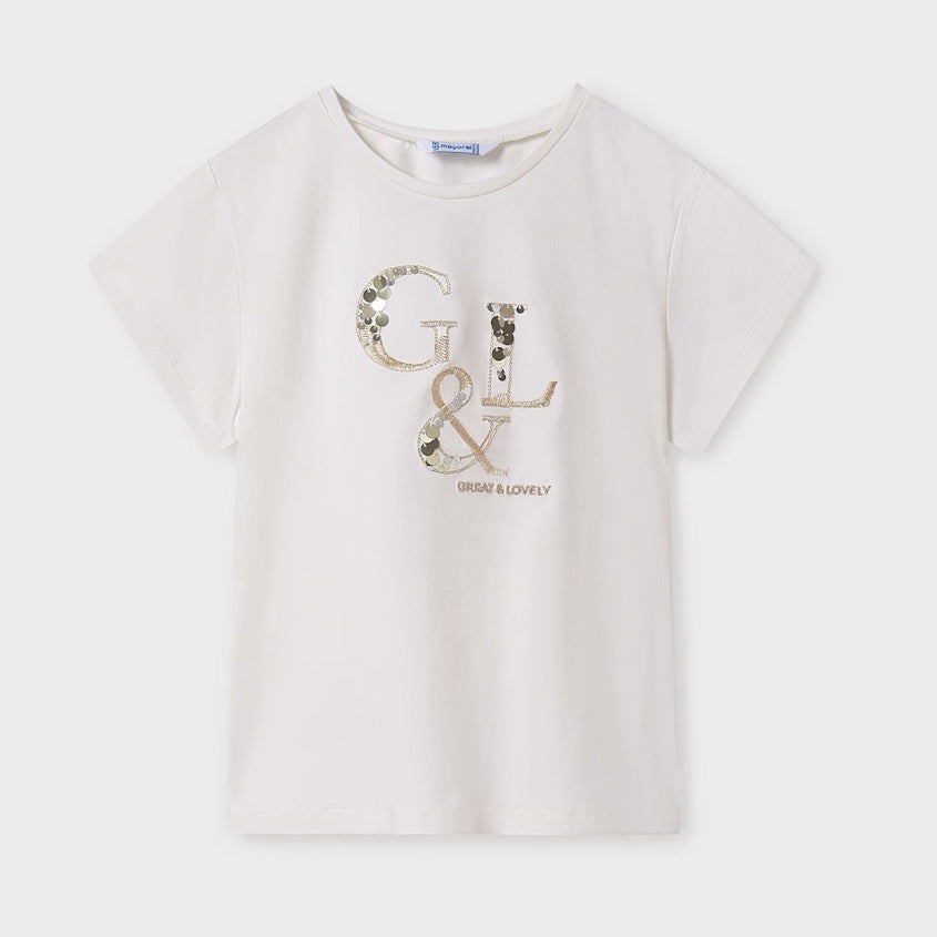 Mayoral Older Girls T-Shirt 854 Natural Clothing 10YRS / Natural,12YRS / Natural,14YRS / Natural